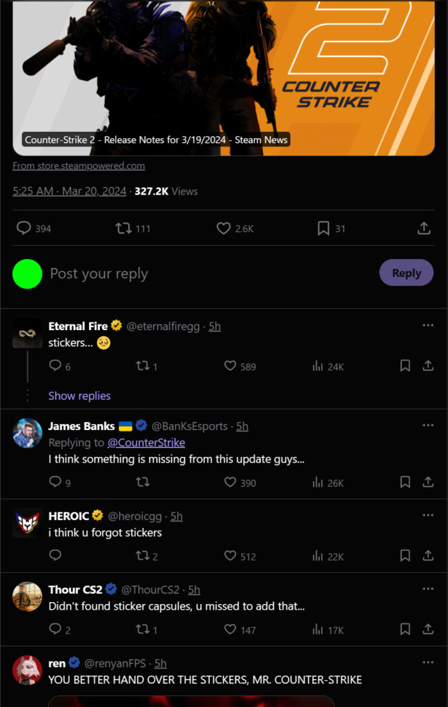 The community is waiting for the Major Stickers