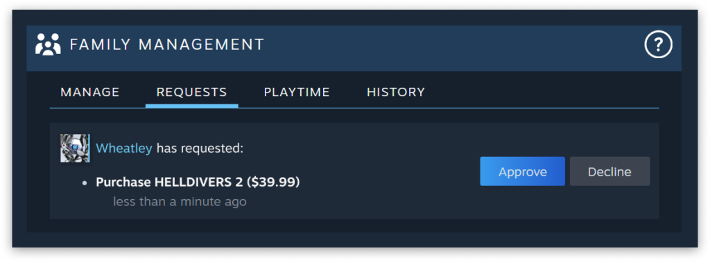 An image depicting children requesting parents to purcahse Steam Games for them