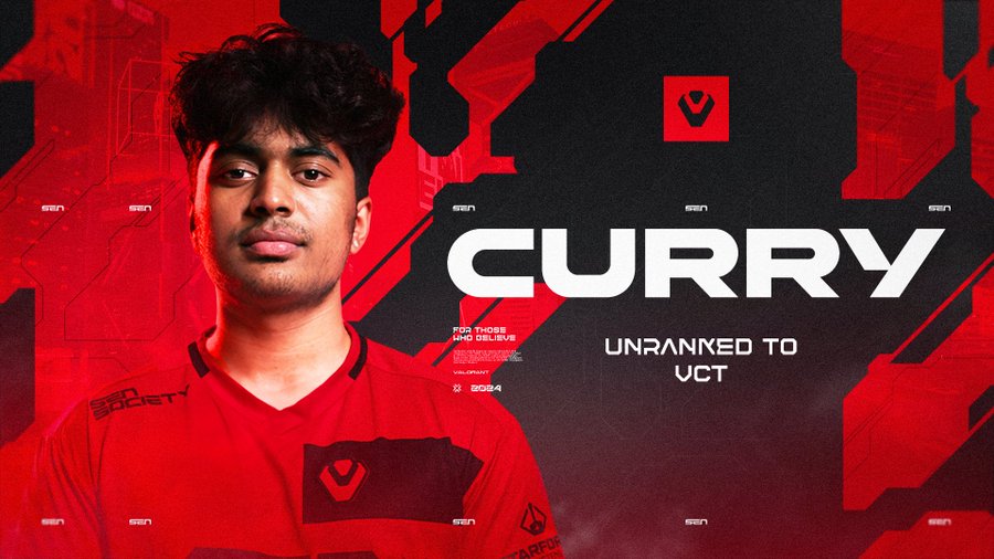 An image of former Cloud9 player curry wearing the Sentinels jersey and with his name on the right spelled out
