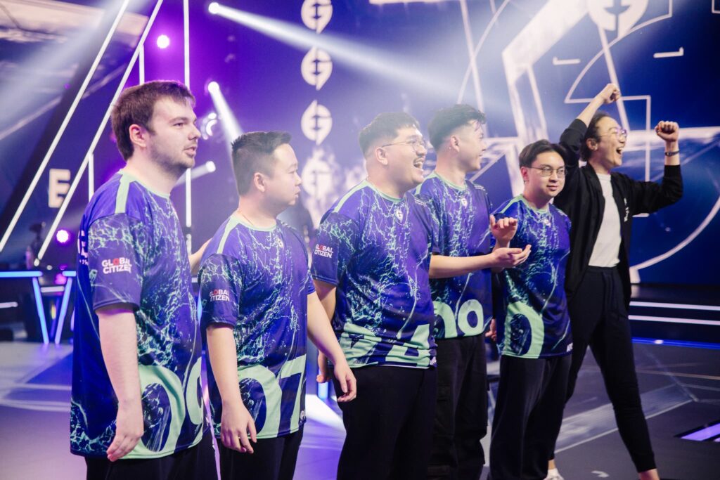 Evil Geniuses seen onstage after victory at VCT Americas Kickoff on Day 2 of Week 2 at Riot Games Arena on February 24, 2024. 