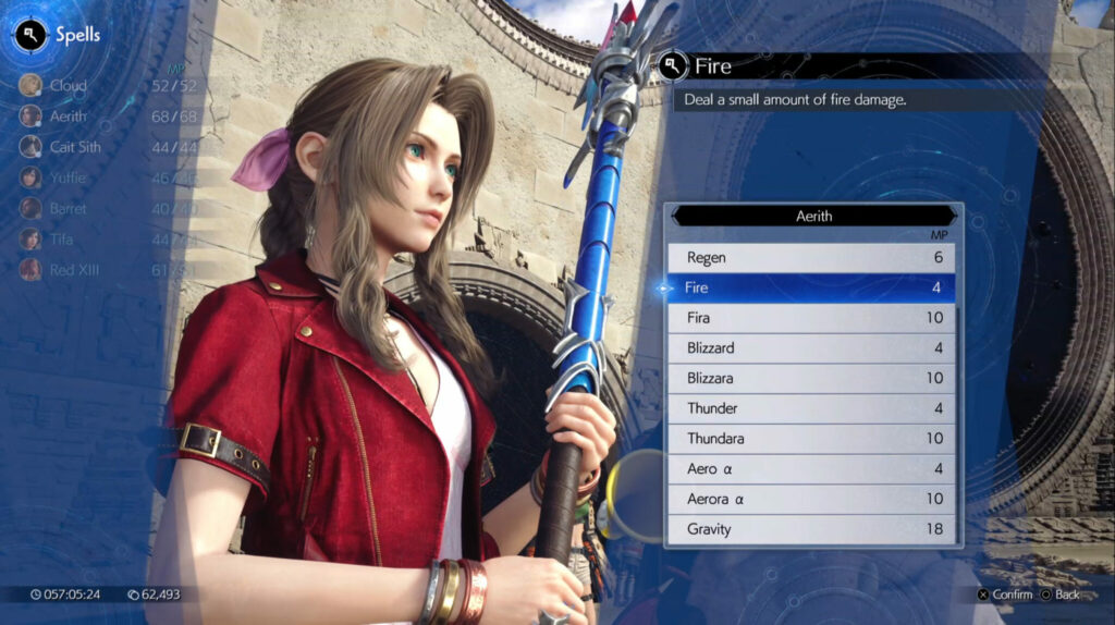 FF7 Rebirth element spells (Via in-game screen shot)