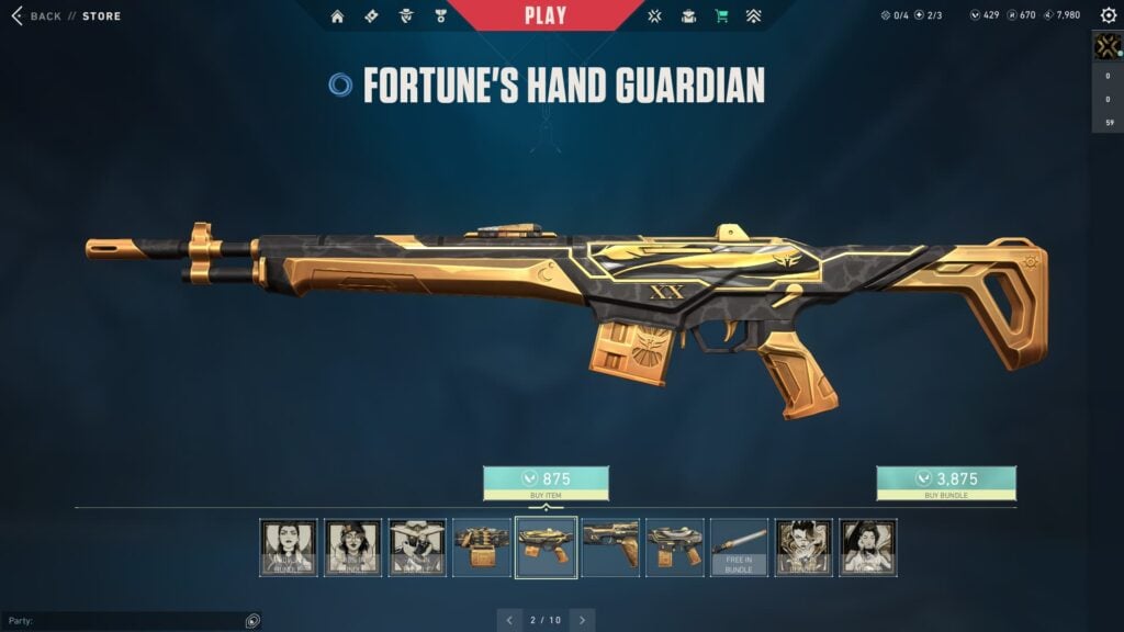 The Guardian in the VALORANT Fortune's Hand bundle.