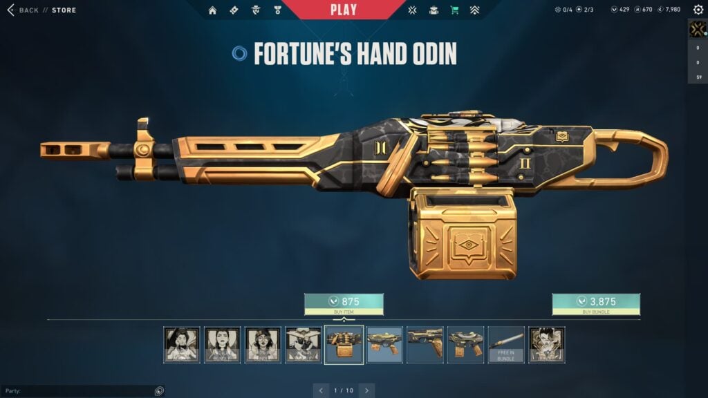 The Odin in the VALORANT Fortune's Hand bundle.