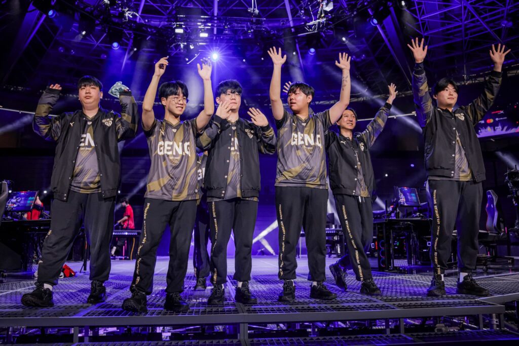 Gen.G Esports, who plays Sentinels in the Grand Final, seen onstage after victory at VALORANT Masters Madrid Playoffs - Day 2 at the Madrid Arena on March 22, 2024 in Madrid, Spain.