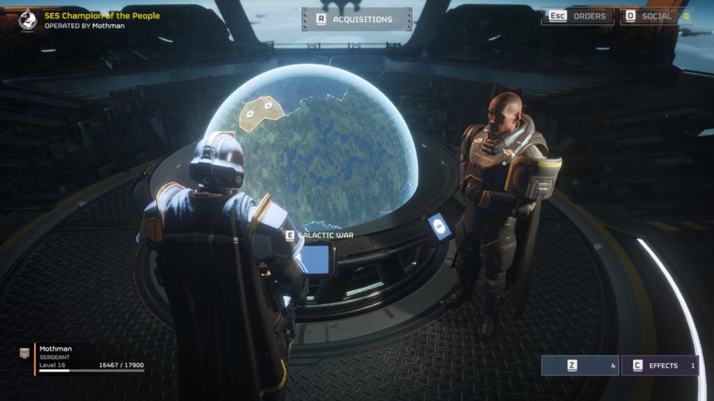 A player interacts with the Galactic War table in Helldivers 2.