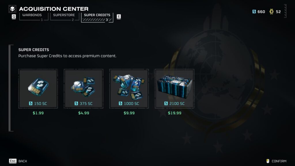 The Super Credits store in Helldivers 2.