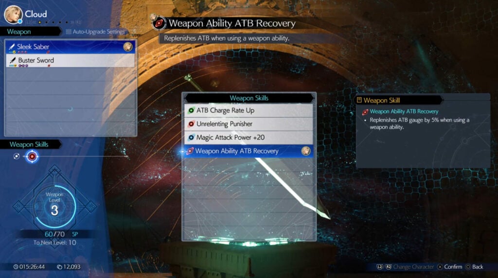 How to insert a weapon skill (In-game image)