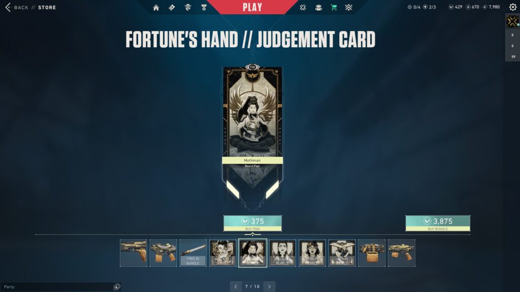 Judgement Player Card.