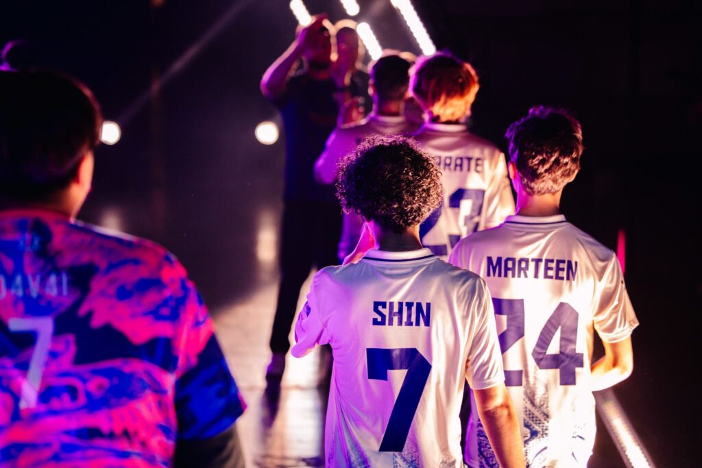 Karmine Corp walks off stage at VALORANT Masters Madrid Swiss Stage Day 5 at the Madrid Arena on March 18, 2024 in Madrid, Spain. 