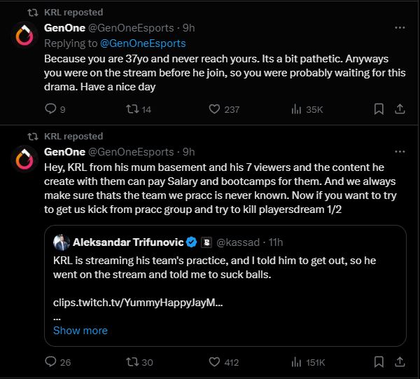 KRL Reposting OneGenEsports Twitter posts