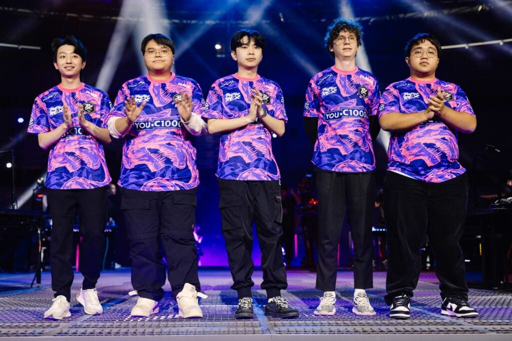 Paper Rex, who plays Team Heretics on Day 4, seen onstage after competing at VALORANT Masters Madrid Swiss Stage Day 2 at the Madrid Arena on March 15, 2024 in Madrid, Spain.