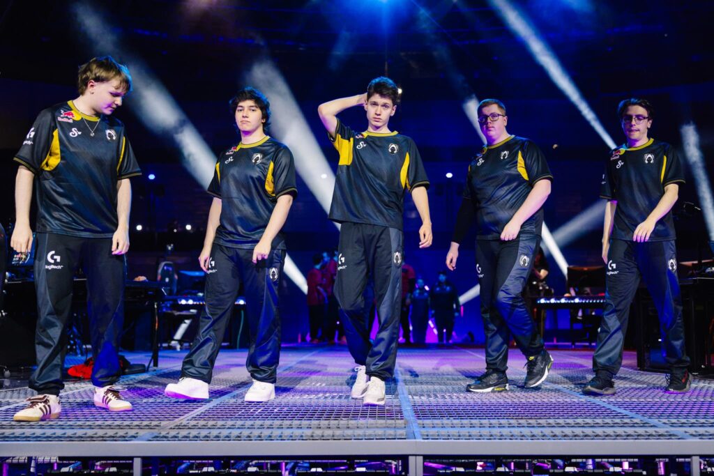 Team Heretics, who plays Paper Rex on Day 4, seen onstage after competing at VALORANT Masters Madrid Swiss Stage Day 2 at the Madrid Arena on March 15, 2024 in Madrid, Spain.