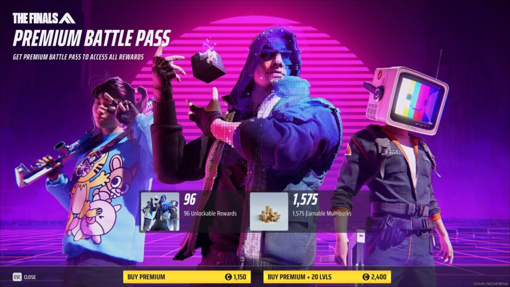 The purchase page of The Finals Season 2 Battle Pass.