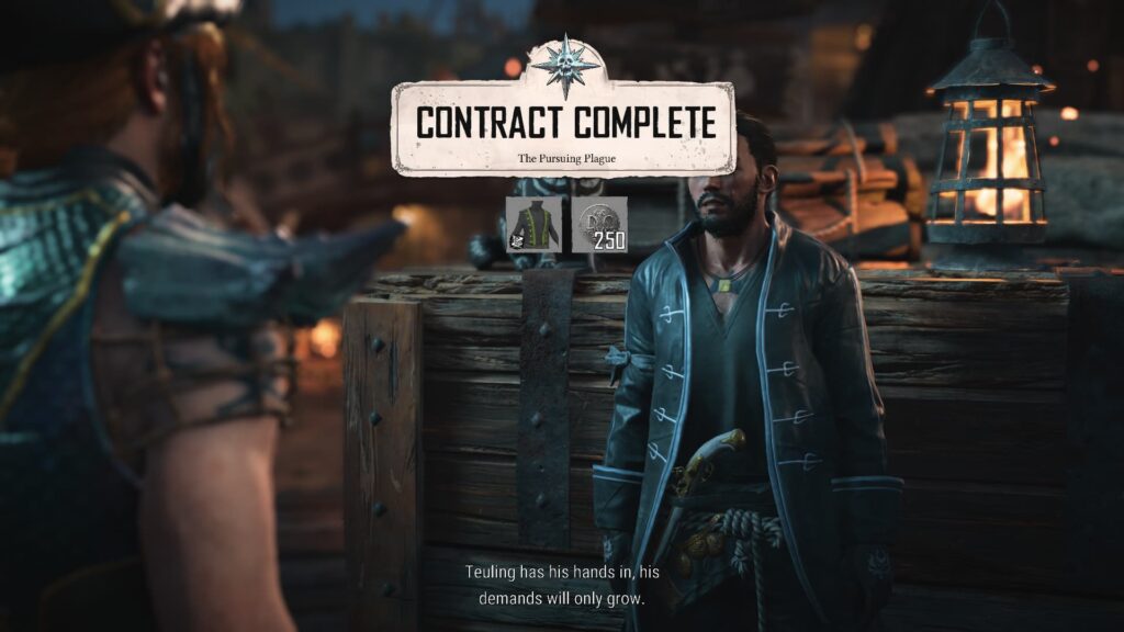 A player has completed The Pursuing Plague contract in Skull and Bones.