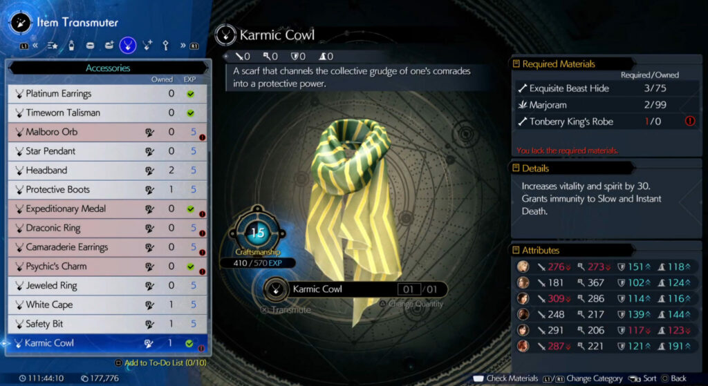 Tonberry King - Karmic Cowl (Via in-game screen shot)