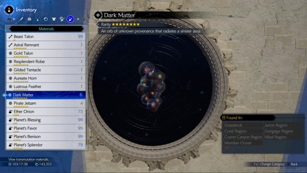 What is Dark Matter FF7 Rebirth (Image via in-game screen shot)