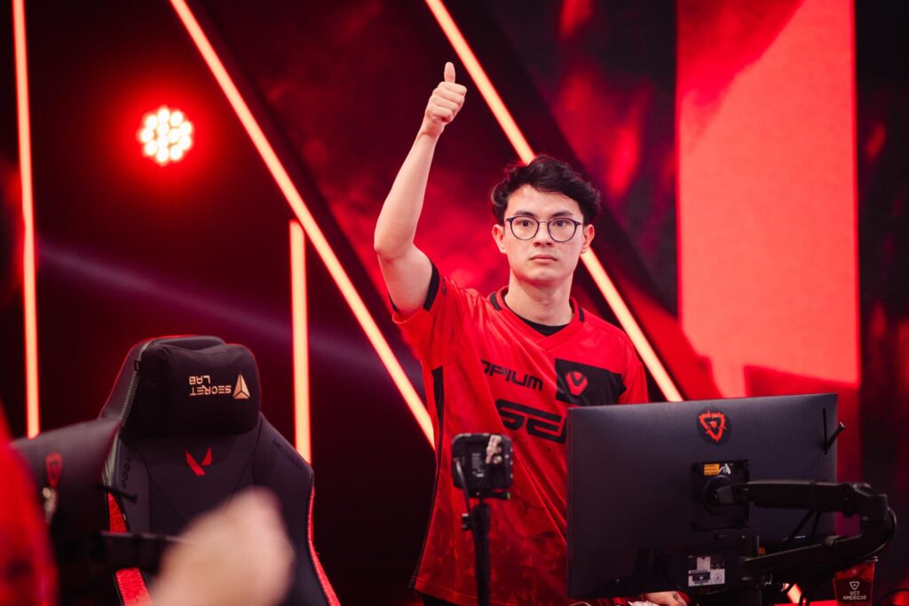 zekken of Sentinels walks onstage to compete at VCT AMERICAS Kickoff on Day 1 of Week 3 at Riot Games Arena on March 2, 2024.