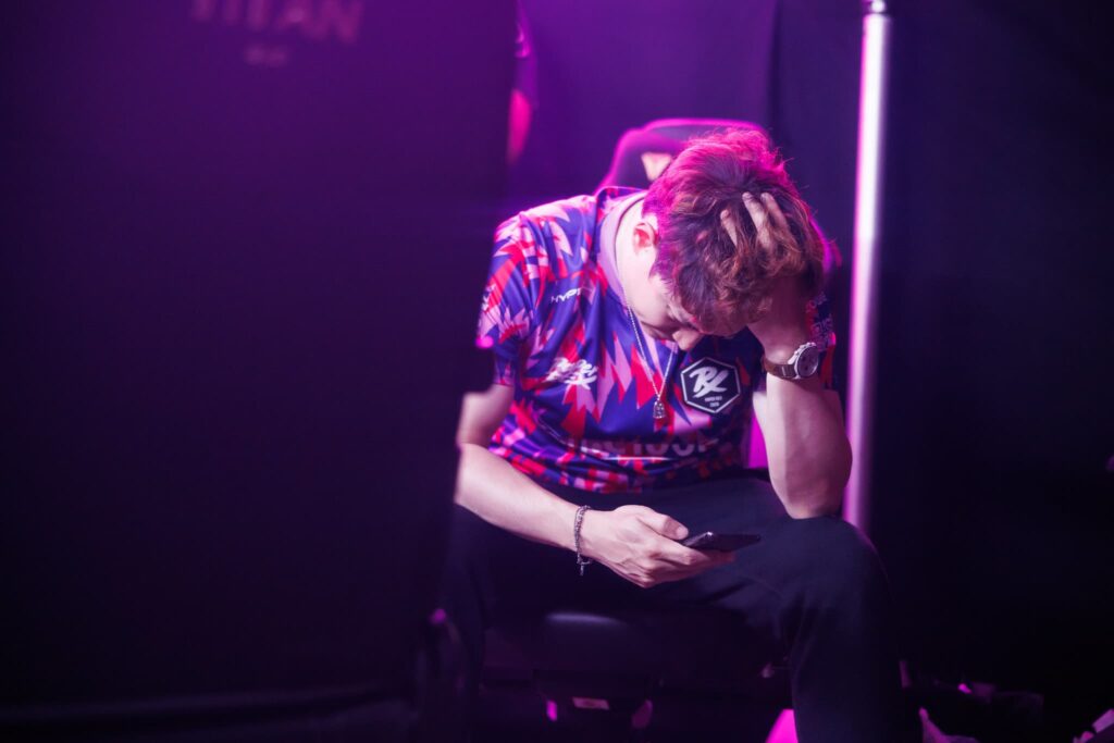 Coach Alexandre alecks Salle of Paper Rex reacts backstage after defeat by Evil Geniuses at VALORANT Champions Los Angeles Grand Finals at the Kia Forum on August 26, 2023 in Los Angeles, California.