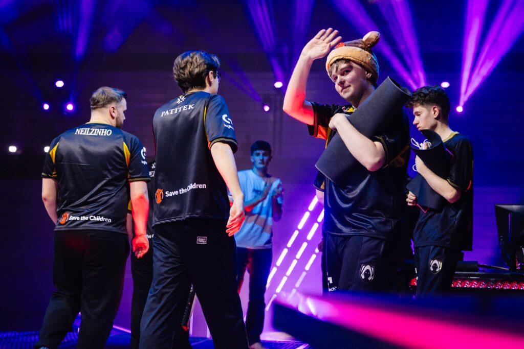 Team Heretics seen onstage after competing at VALORANT Masters Madrid Swiss Stage Day 2 at the Madrid Arena on March 15, 2024 in Madrid, Spain. 