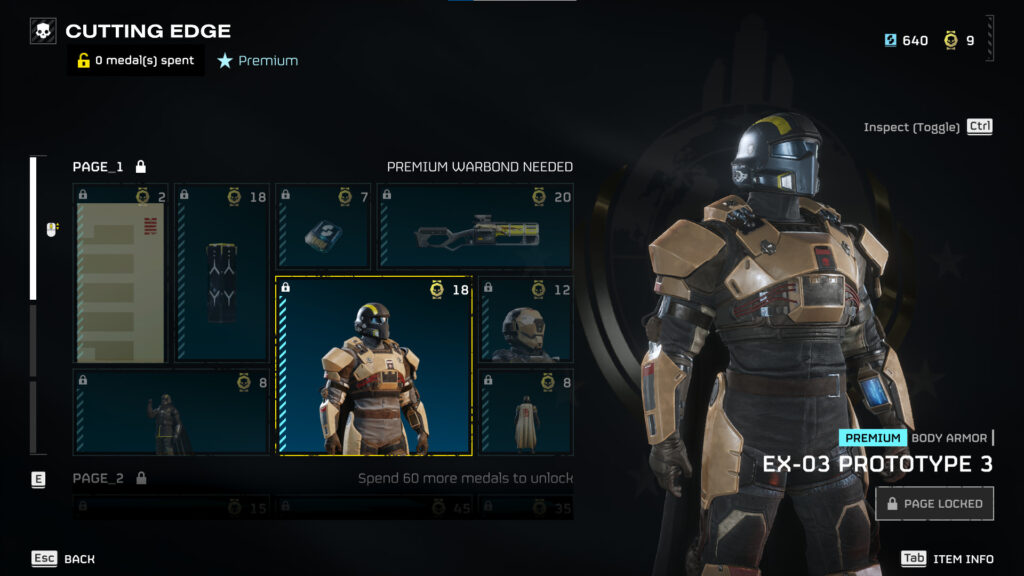 The Helldivers 2 Cutting Edge warbond page one