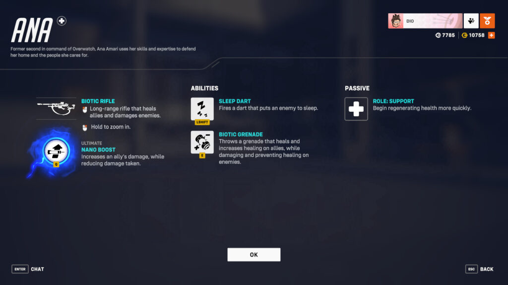 Ana's abilities and passive