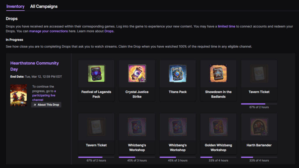 The progress is stacked