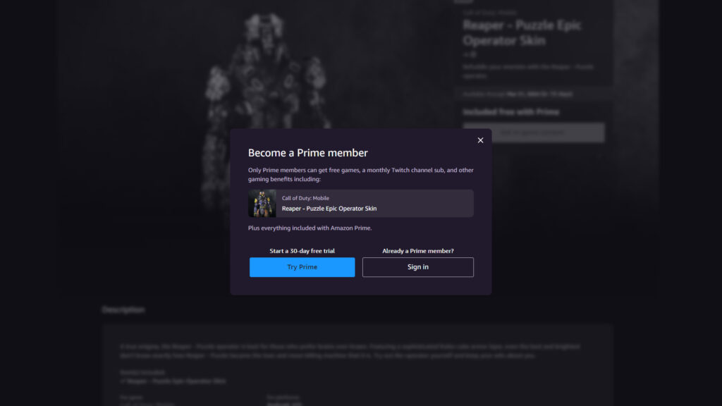 Signing up for a trial