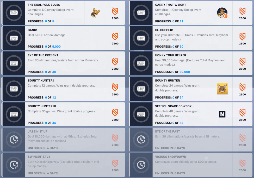 Overwatch 2 Cowboy Bebop event rewards and challenges