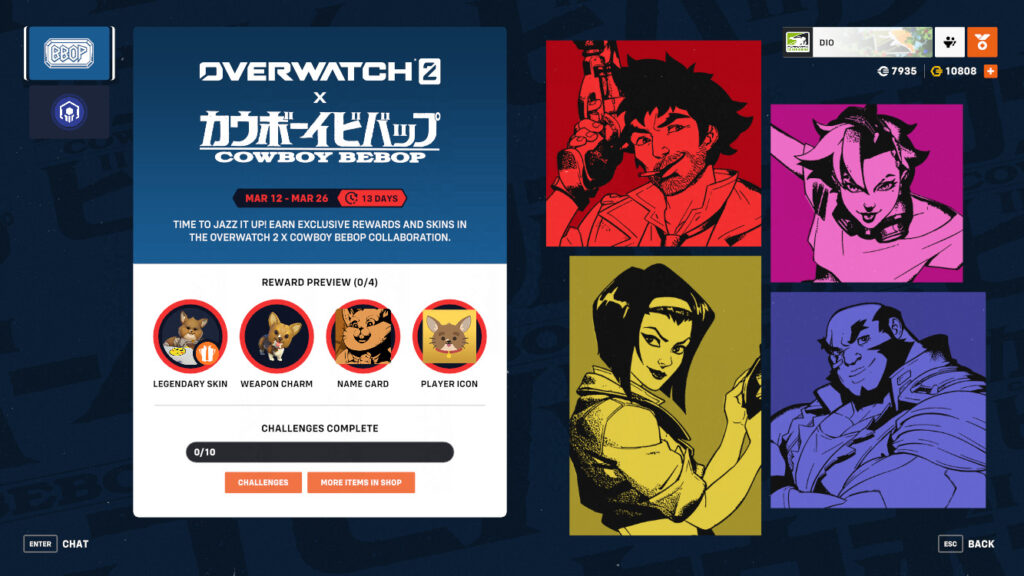 Overwatch 2 Cowboy Bebop event page 