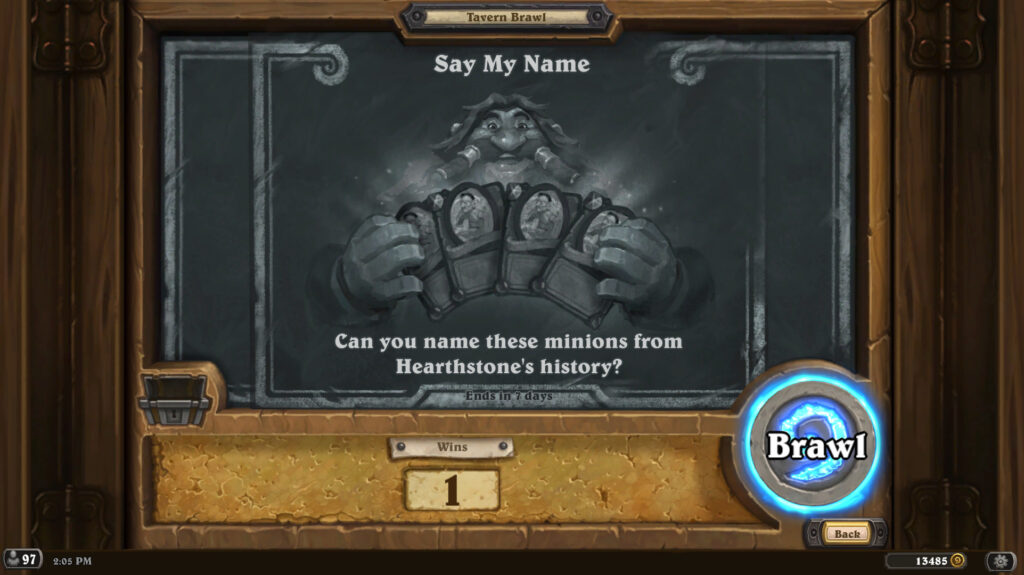 Hearthstone Say My Name Tavern Brawl chalkboard