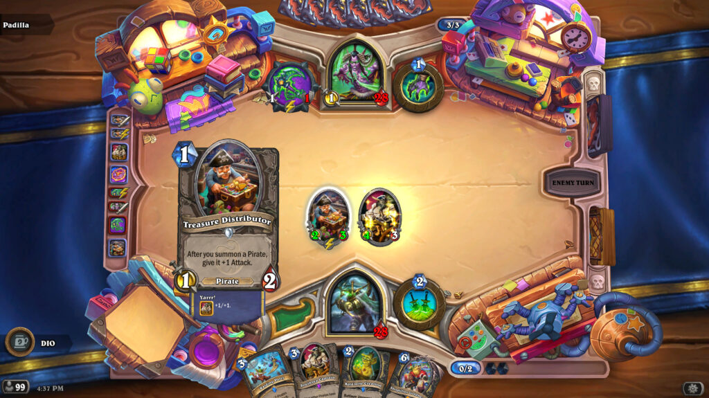 A Whizbang Recipe Tavern Brawl screenshot featuring pirate synergy