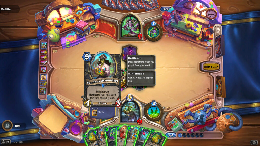 Sandbox Scoundrel has the new Miniaturize keyword