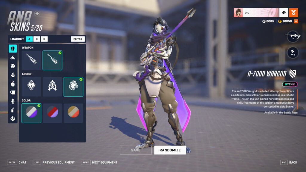 Ana's mythic skin and upgrades