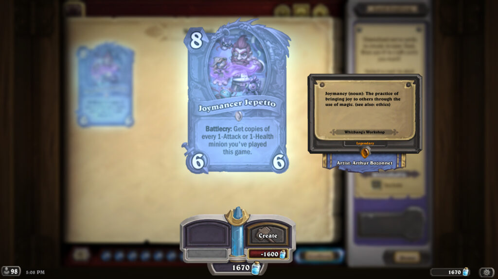 Joymancer Jepetto in Hearthstone