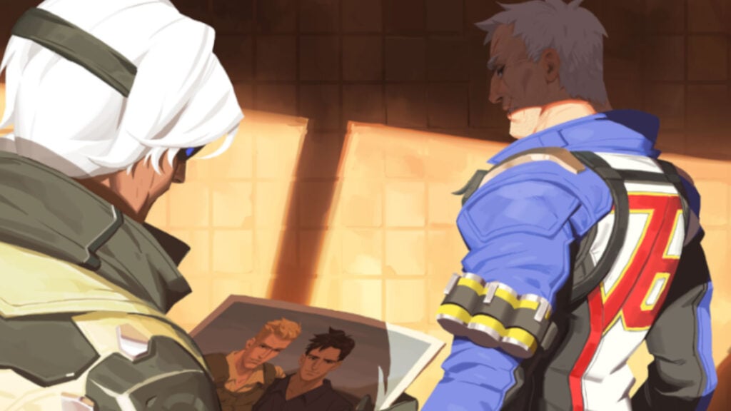Ana looking at a photo of Jack Morrison and Vincent