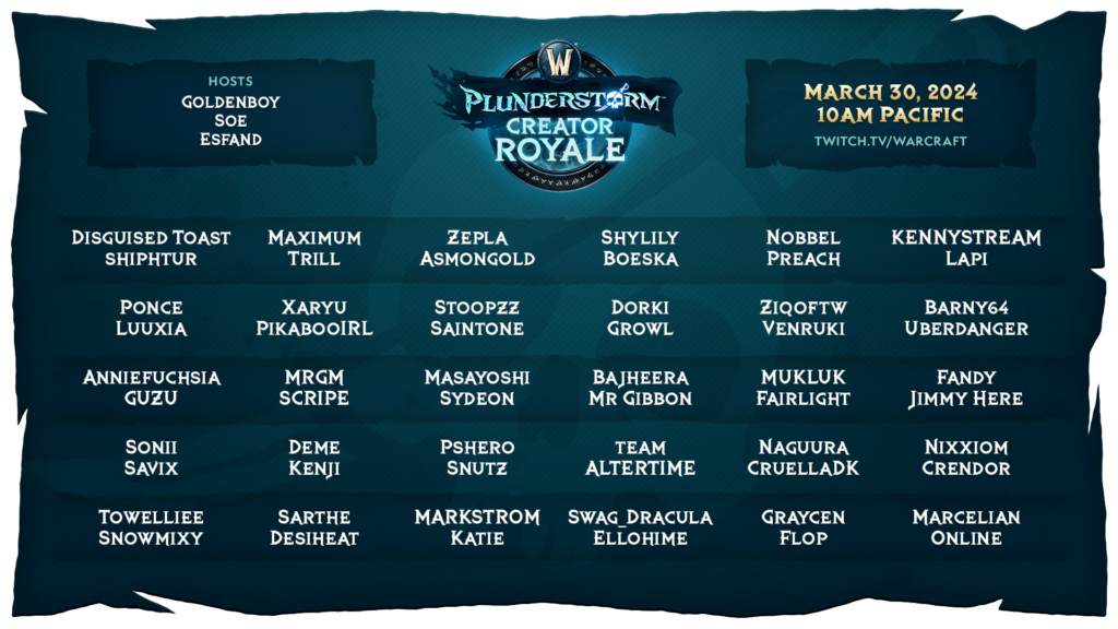 WoW Plunderstorm Creator Royale streamers