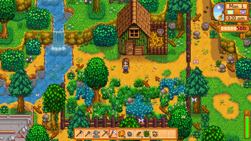 The chicken coop in the Meadowlands Farm in Stardew Valley