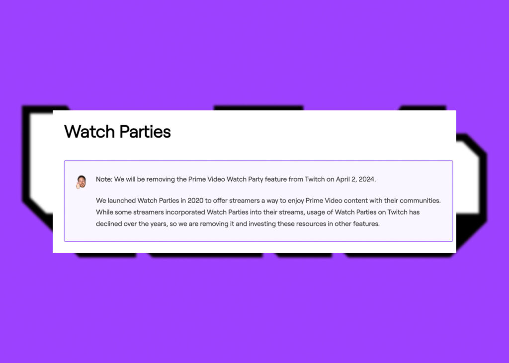 Twitch to remove Prime Video Watch Party feature
