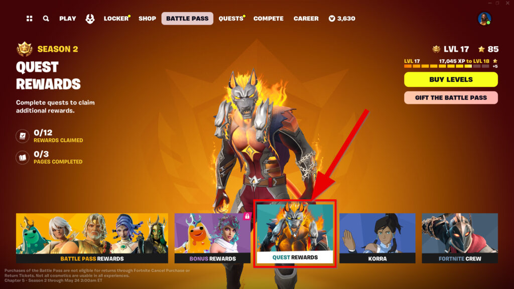 Quest Rewards location 2