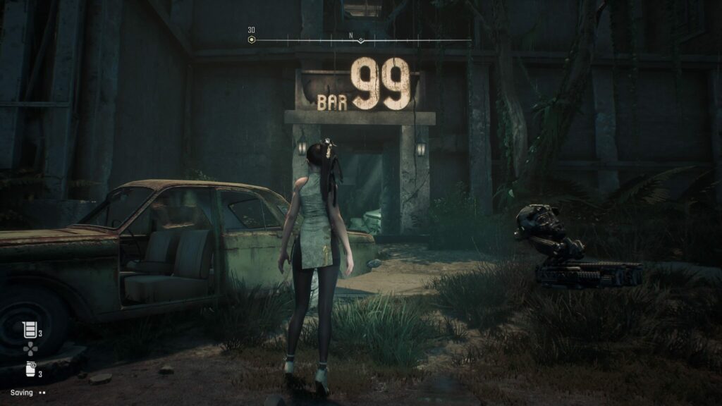 EVE approaches Bar 99 in Stellar Blade.