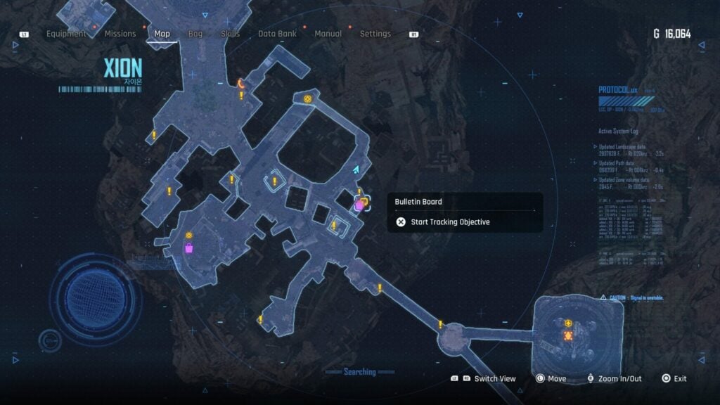 The Bulletin Board on the map.