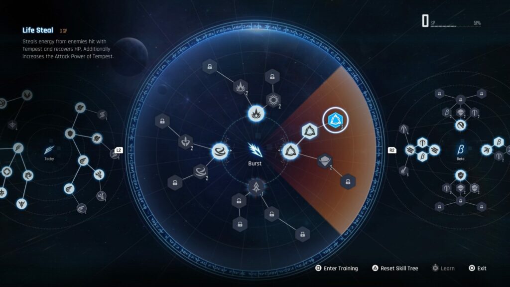 Life Steal in the Burst Skill Tree of Stellar Blade.