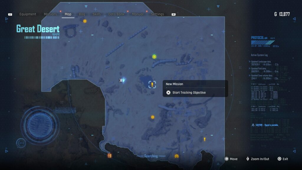 The location of where you can unlock fishing on the Stellar Blade Great Desert map.