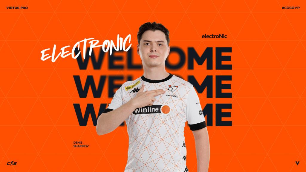 Official Virtus.pro art for the arrival of electroNic to their CS2 team.