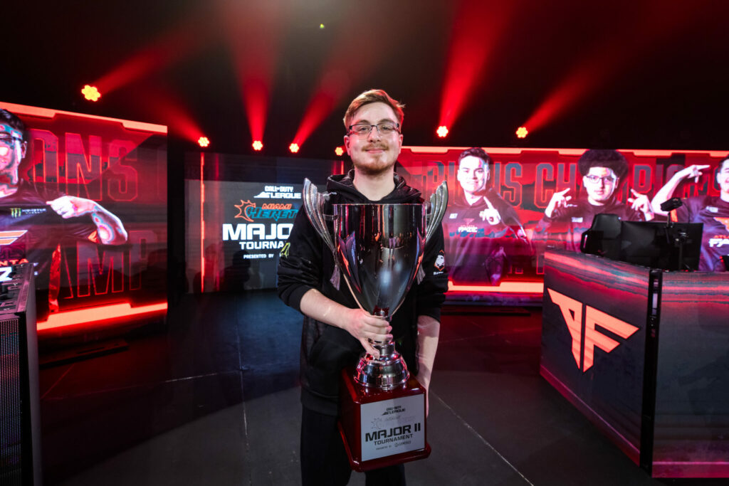 Simp from Atlanta FaZe with the trohy in Stage 2 Major in Miami