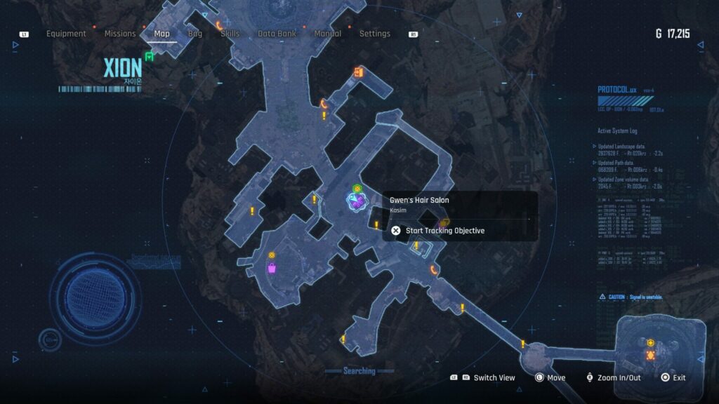 The location of Gwen's Salon located on the Xion map.