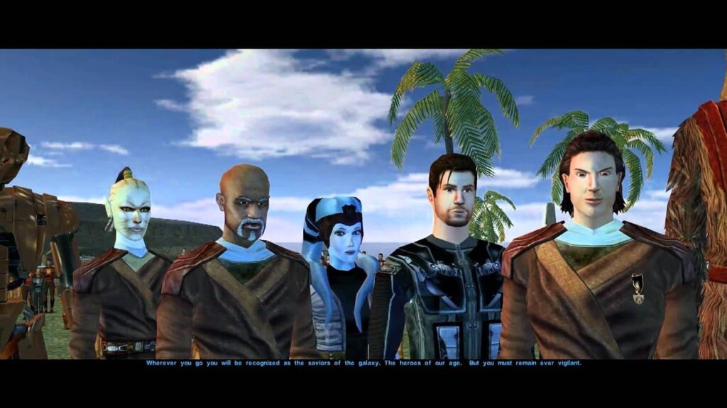 The light side ending of KOTOR shows Revan and his companions receiving war medals.