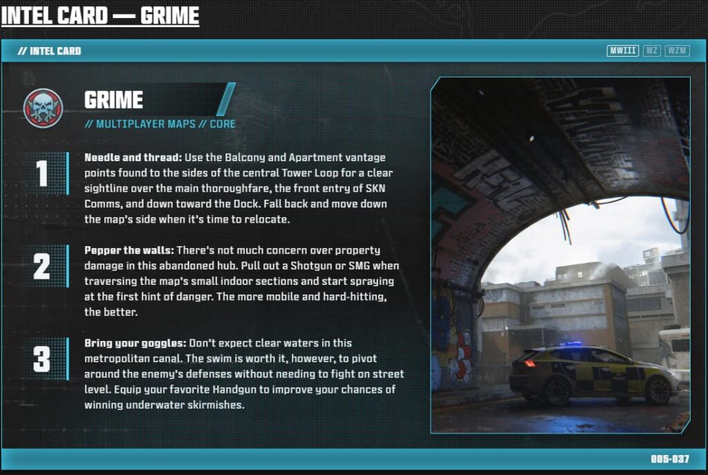 The Intel Card for Grime in MW3.