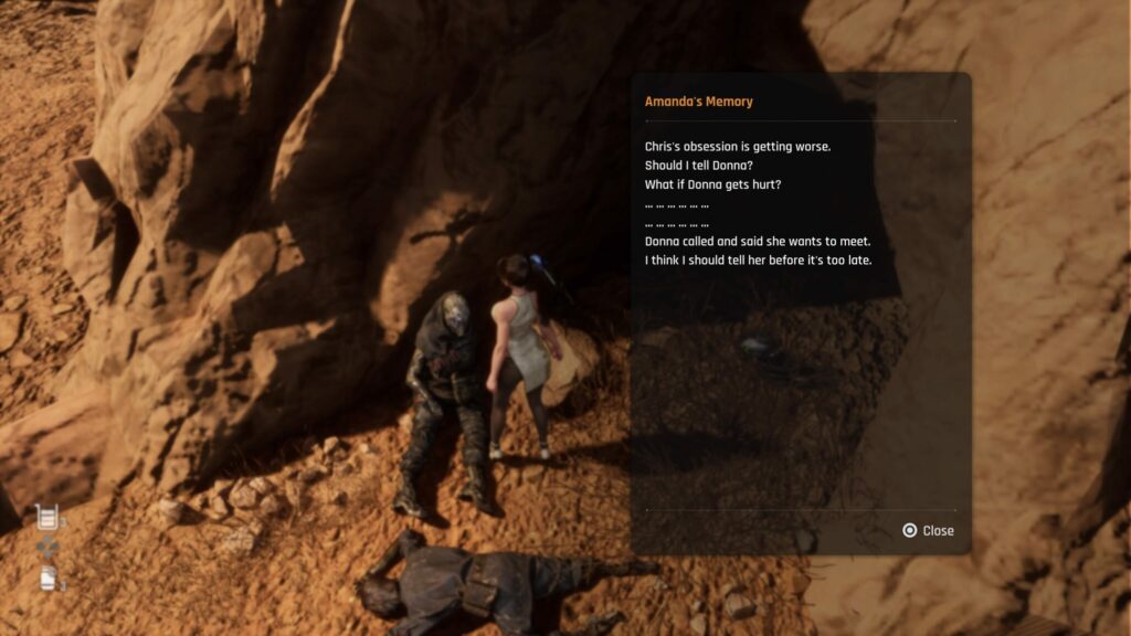 EVE reads a message from Amanda's memory stick.