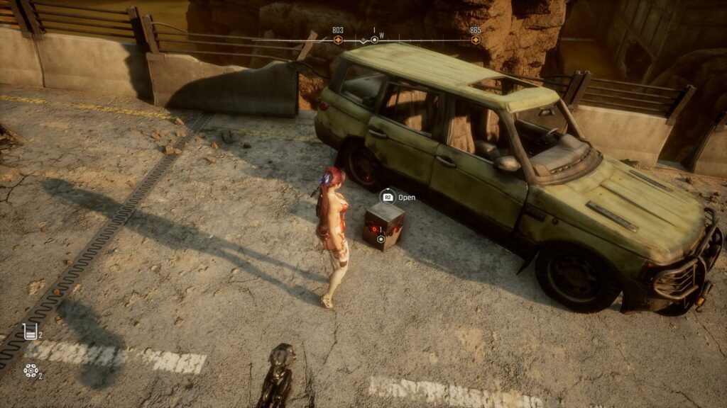 EVE finds the box that contains the Blue Monsoon suit in Stellar Blade.